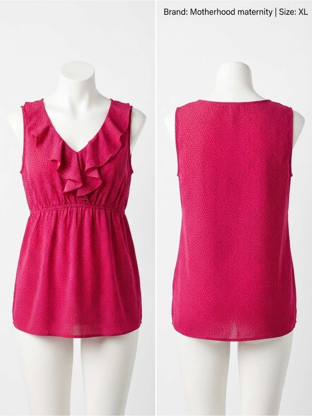 Motherhood Maternity Polka Dot Ruffle Blouse in Pink Size XL
